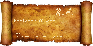 Maricsek Albert névjegykártya